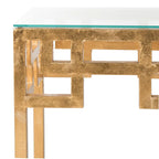 Mesa auxiliar de pan de oro envejecido con tapa de cristal - 16" de ancho x 12" de profundidad x 21" de alto