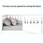 Cama de piso de madera de pino para niños con estructura de cerca