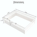 Cama de piso de madera de pino para niños con estructura de cerca