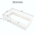 Cama de piso de madera de pino para niños con estructura de cerca