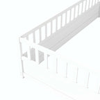 Cama de piso de madera de pino para niños con estructura de cerca