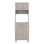 Juego de cocina de 2 piezas con 4 puertas, 1 cajón, despensa y mesa de pared plegable, gris claro
