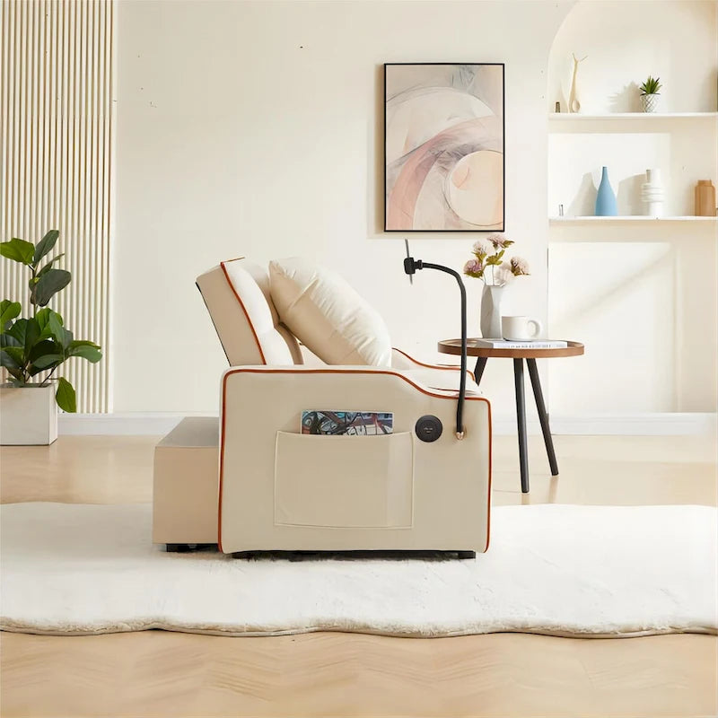 Sillón Cama Convertible con Puerto de Carga USB y Portavasos