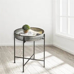 Mesa auxiliar redonda de metal con 4 patas - 57 cm (profundidad) x 57 cm (ancho) x 65,5 cm (alto)