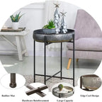 Mesa auxiliar redonda de metal con 4 patas - 57 cm (profundidad) x 57 cm (ancho) x 65,5 cm (alto)
