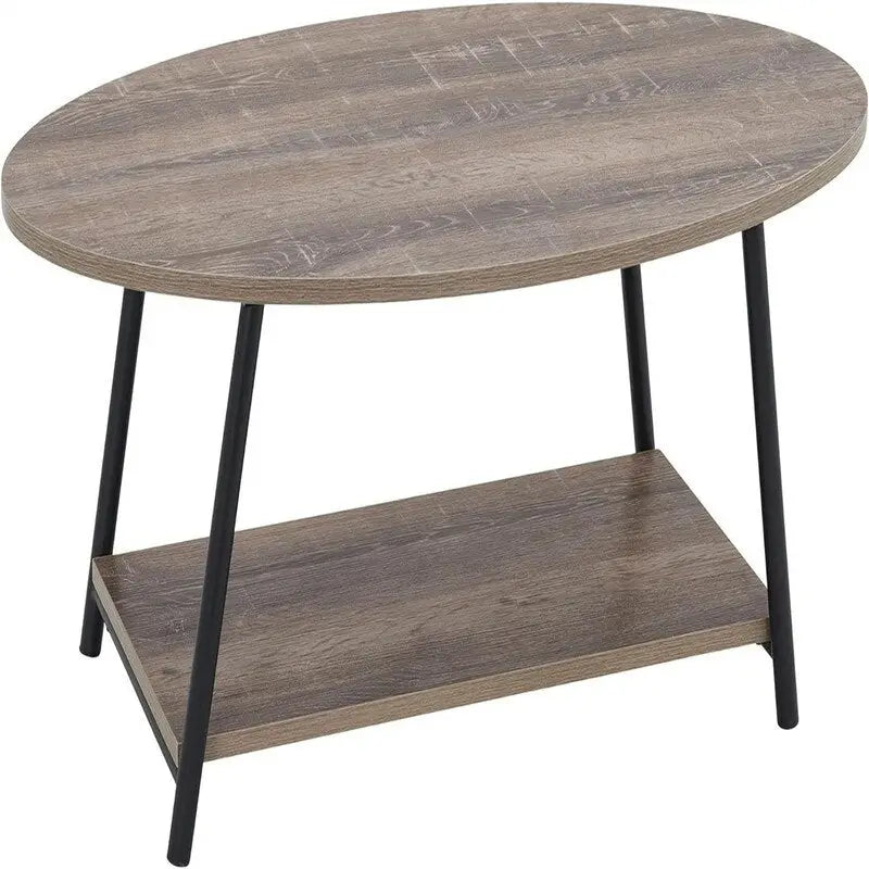 Mesa de centro ovalada con estante de almacenamiento