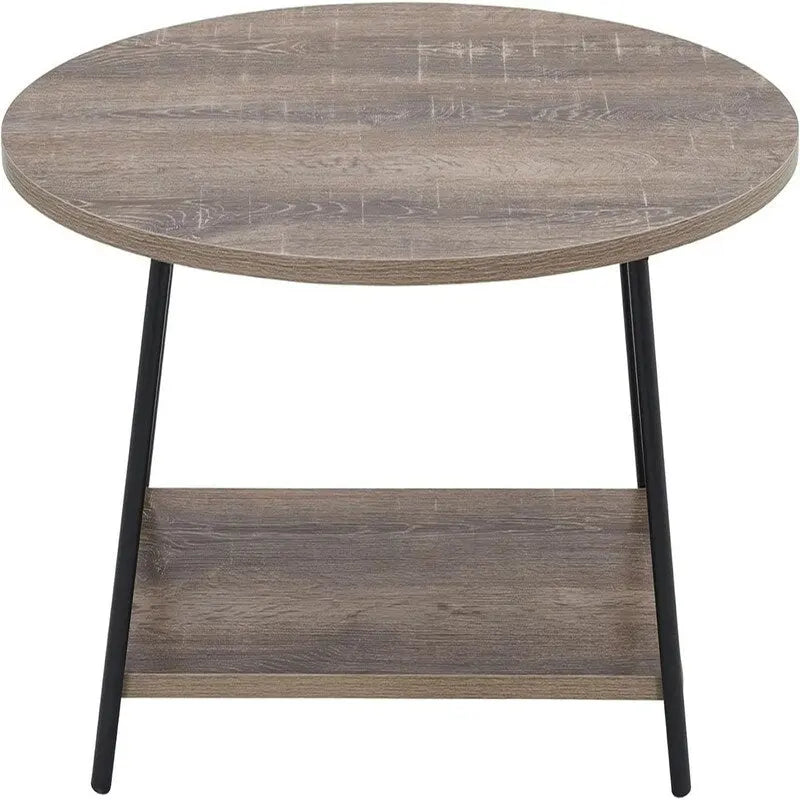 Mesa de centro ovalada con estante de almacenamiento