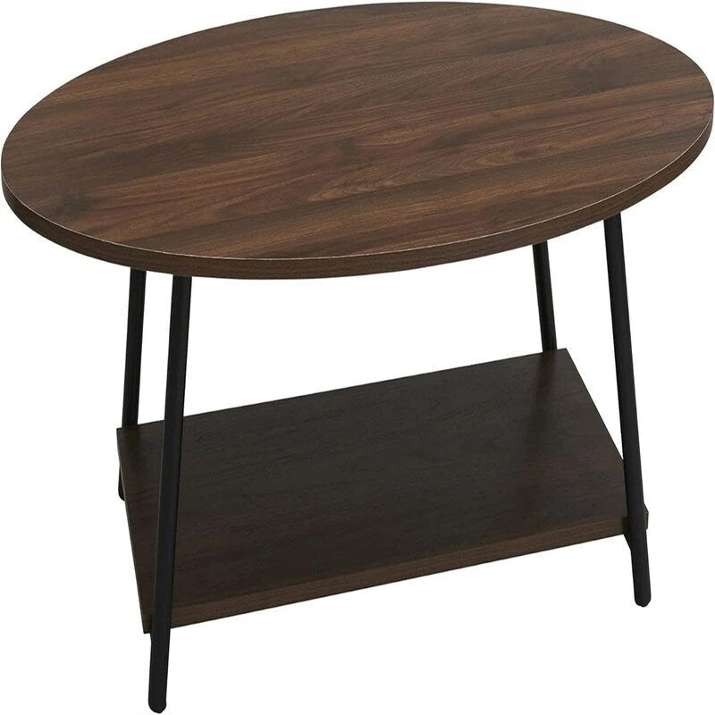 Mesa de centro ovalada con estante de almacenamiento