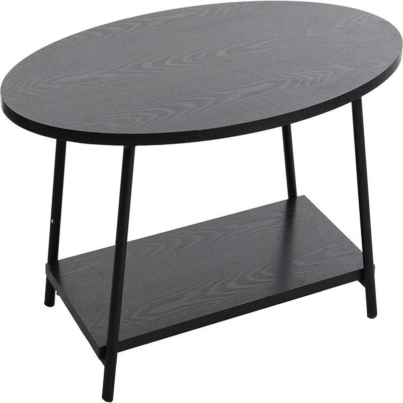 Mesa de centro ovalada con estante de almacenamiento