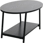 Mesa de centro ovalada con estante de almacenamiento