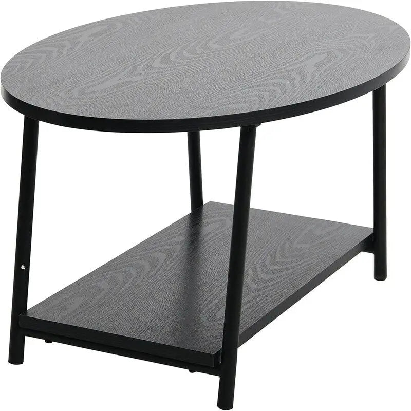 Mesa de centro ovalada con estante de almacenamiento
