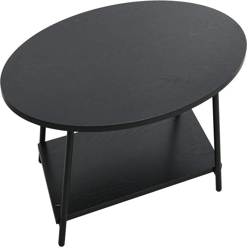 Mesa de centro ovalada con estante de almacenamiento