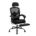 Silla de oficina de malla con respaldo alto, soporte lumbar y reposapiés retráctil