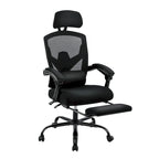 Silla de oficina de malla con respaldo alto, soporte lumbar y reposapiés retráctil