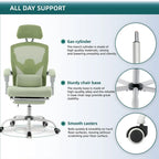 Silla de oficina de malla con respaldo alto, soporte lumbar y reposapiés retráctil