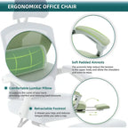 Silla de oficina de malla con respaldo alto, soporte lumbar y reposapiés retráctil