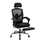 Silla de oficina de malla con respaldo alto, soporte lumbar y reposapiés retráctil