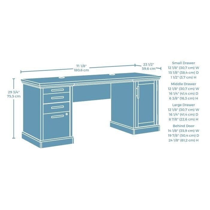 Credenza de oficina de 72 pulgadas con almacenamiento y cajón para archivos