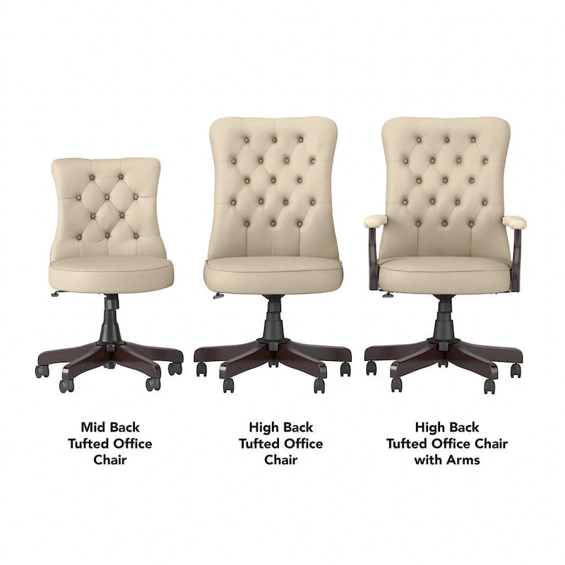 Sillón de oficina Arden Lane con respaldo alto, capitoné y brazos
