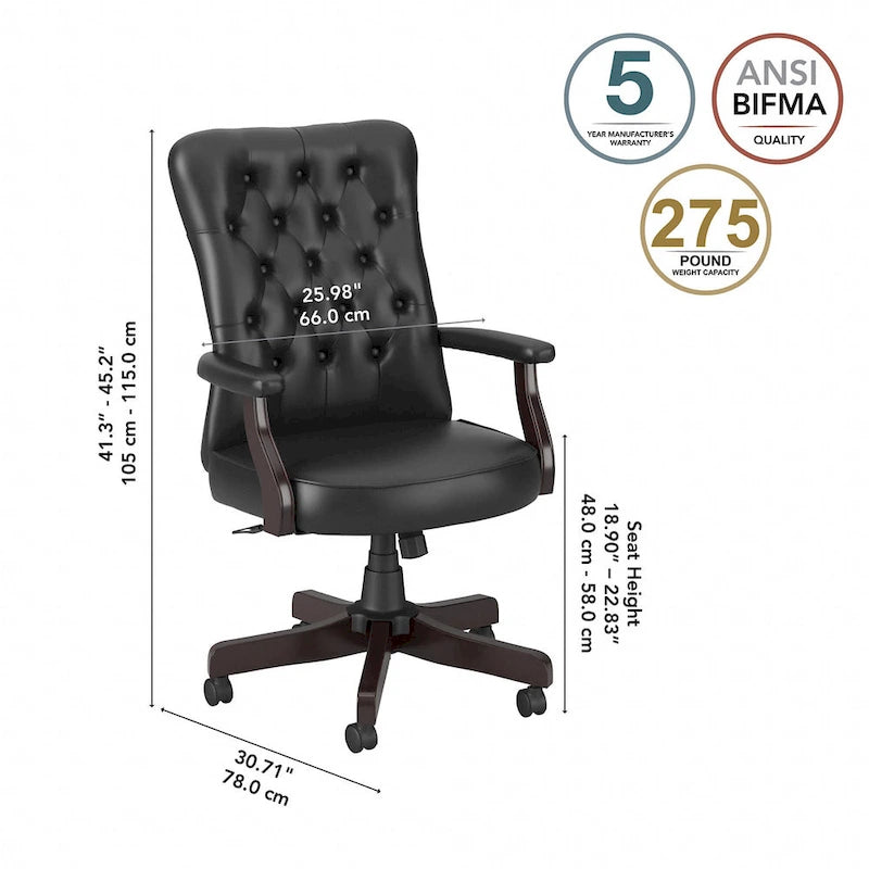 Sillón de oficina Arden Lane con respaldo alto, capitoné y brazos