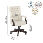 Sillón de oficina Arden Lane con respaldo alto, capitoné y brazos