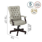 Sillón de oficina Arden Lane con respaldo alto, capitoné y brazos